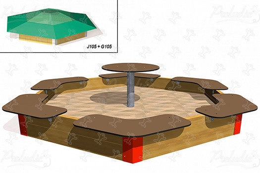 Bac à sable hexagonal J105 aires de jeux jeux éducatifs & sensoriels jeux de sable image 3d