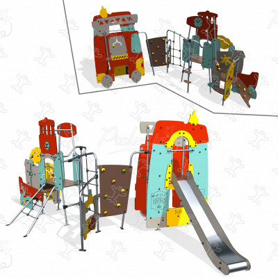 Camion pompier avec Port J4090 aires de jeux jeux thématiques city image 3d