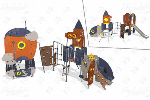 Fusée et Mongolfière J4092 aires de jeux jeux thématiques metropolis image 3d