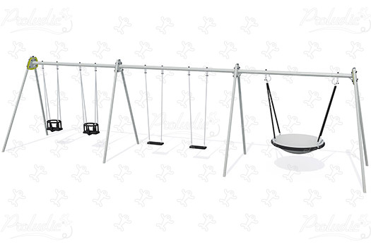 Balançoire portique avec nacelle, 2 sièges plats, 2 sièges bébé J446-G aires de jeux jeux classiques balançoires / portiques image 3d