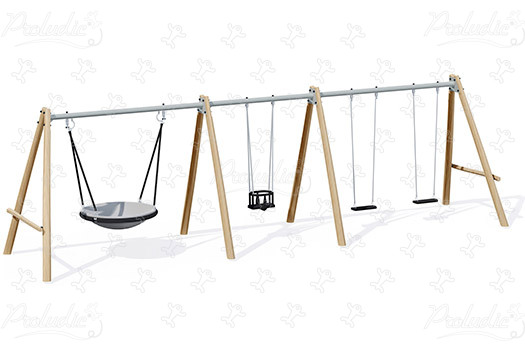 Balançoire portique  avec 2 sièges plats, 1 siège bébé J447-G aires de jeux jeux classiques balançoires / portiques image 3d