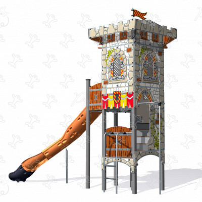 Tour carrée J4700-GM aires de jeux grafic games pour des aires de jeux personnalisées finition médiéval image 3d