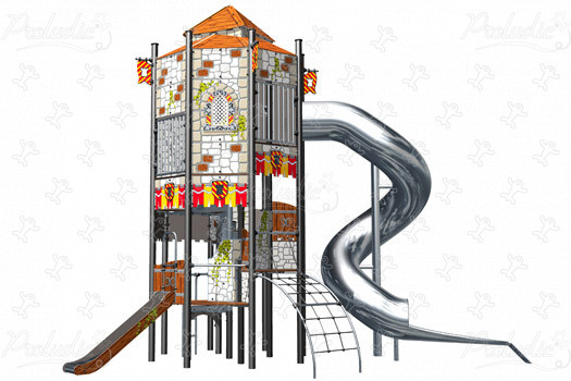 Tour octogonale J4701-GM aires de jeux grafic games pour des aires de jeux personnalisées finition médiéval image 3d