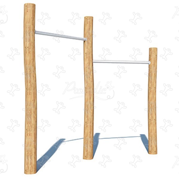 Barres fixes 2 hauteurs L J4915 aires de jeux acti'fun fitness bois image 3d