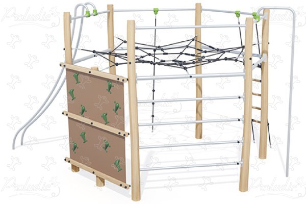 Toile des cimes J4917 aires de jeux jeux en bois naturel durable origin’ parcours et jeux à grimper en bois image 3d