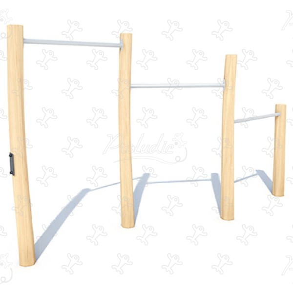 Barres fixes 3 hauteurs L J4919 sport & fitness acti'fun fitness bois image 3d