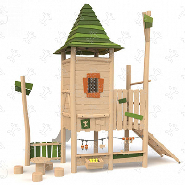 Cabane médiévale J49206® aires de jeux jeux en bois naturel durable origin’ origin&rsquo; / bois naturel durable image 3d