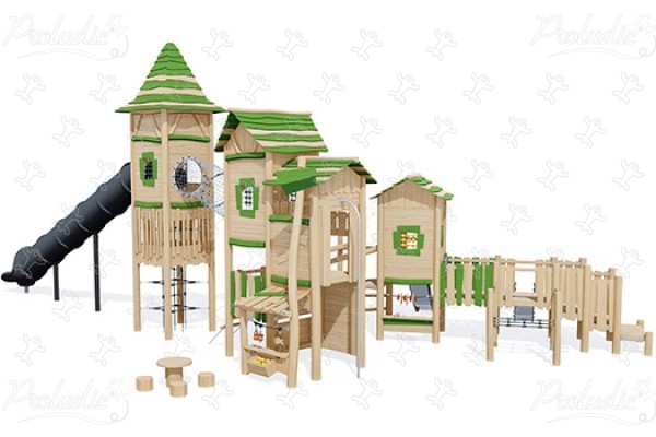 Village vert J49212® aires de jeux jeux en bois naturel durable origin’ origin&rsquo; / bois naturel durable image 3d