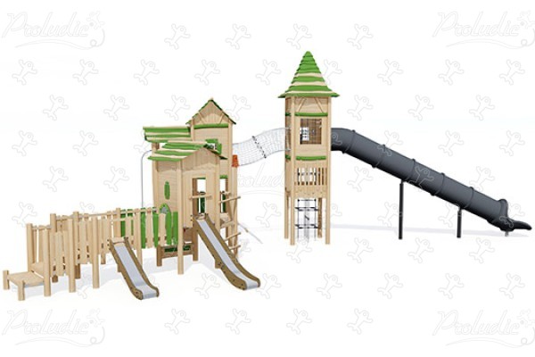 Village vert J49212® aires de jeux jeux en bois naturel durable origin’ origin&rsquo; / bois naturel durable image 3d