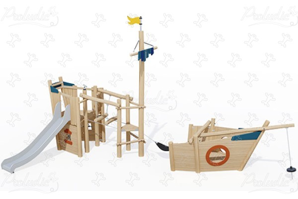 Frégate J49302® aires de jeux jeux en bois naturel durable origin’ bateaux et scènes de vie maritimes image 3d