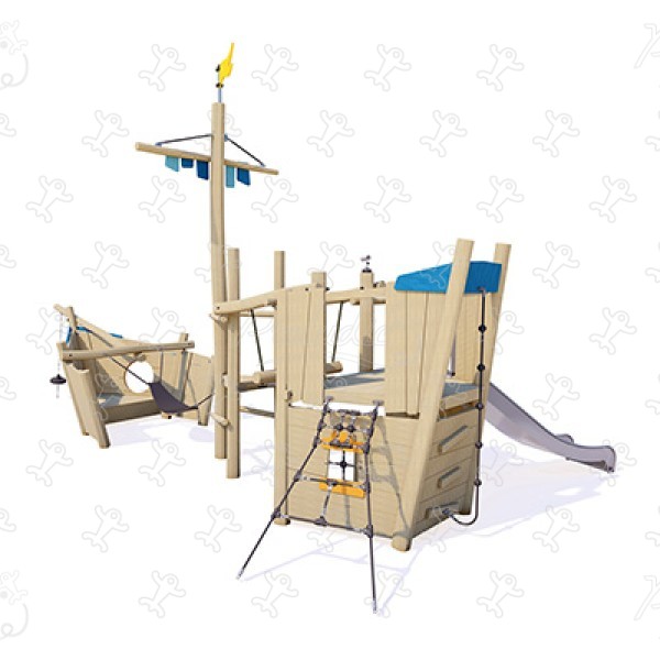Frégate J49302® aires de jeux jeux en bois naturel durable origin’ bateaux et scènes de vie maritimes image 3d