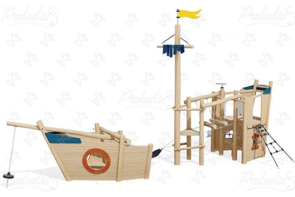 Frégate J49302® aires de jeux jeux en bois naturel durable origin’ bateaux et scènes de vie maritimes image 3d