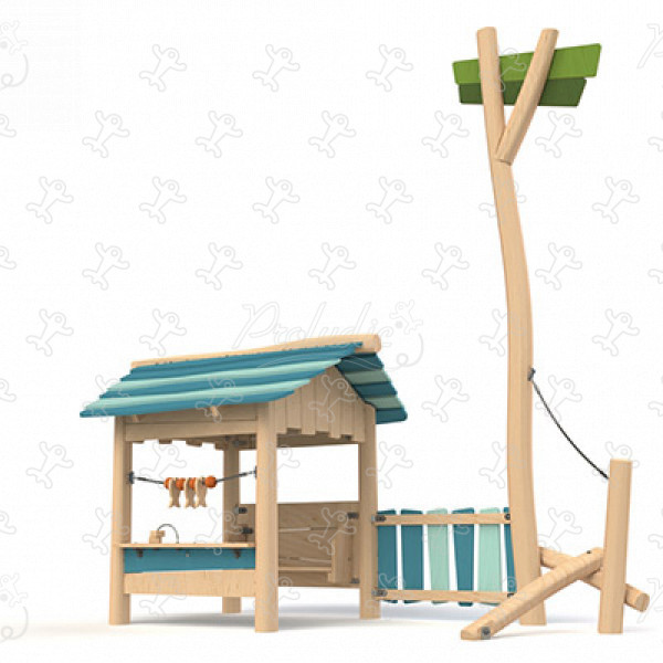 Paillote J49307® aires de jeux jeux en bois naturel durable origin’ structures multi-activités / structures multifonctions image 3d