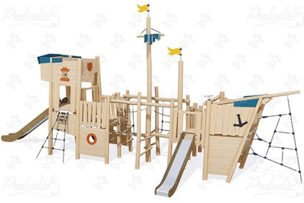 Galion inclusif J49311® aires de jeux jeux en bois naturel durable origin’ bateaux et scènes de vie maritimes image 3d