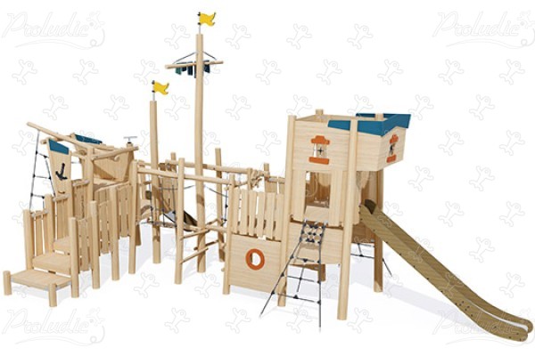 Galion inclusif J49311® aires de jeux jeux en bois naturel durable origin’ bateaux et scènes de vie maritimes image 3d