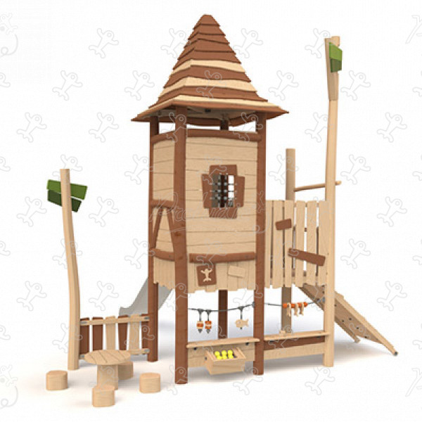 Cabane des trappeurs J49406® aires de jeux jeux en bois naturel durable origin’ origin&rsquo; / bois naturel durable image 3d