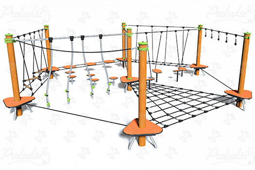 J5404 aires de jeux jeux d'équilibre & jeux à grimper parcours image 3d