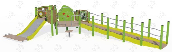 Ka'Yop sentier inclusif J56007® aires de jeux structures multi-activités / jeux multifonctions kanopé image 3d