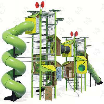 Deux tours J56101 aires de jeux structures multi-activités / jeux multifonctions kanopé image 3d