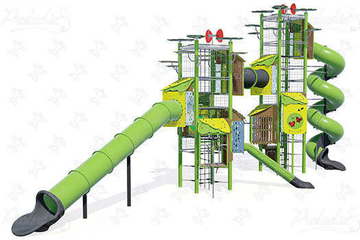 Deux tours J56101 aires de jeux structures multi-activités / jeux multifonctions kanopé image 3d