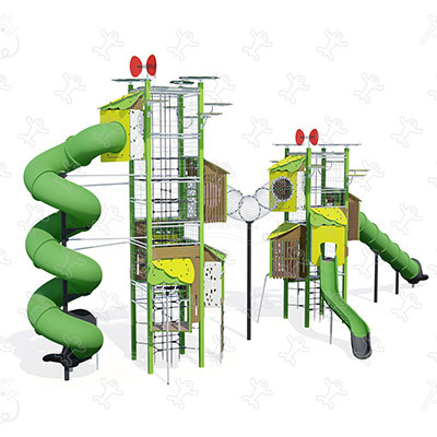 Deux tours J56103 aires de jeux structures multi-activités / jeux multifonctions kanopé image 3d