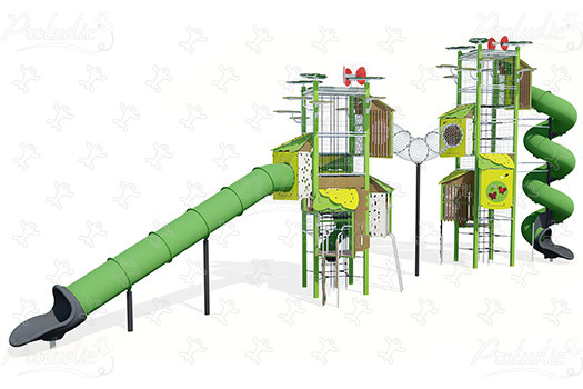 Deux tours J56103 aires de jeux structures multi-activités / jeux multifonctions kanopé image 3d