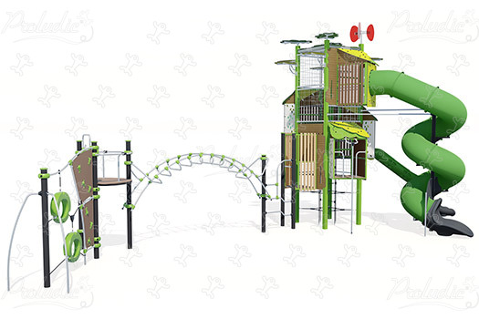 Tour avec structure Ixo J56104 aires de jeux structures multi-activités / jeux multifonctions kanopé image 3d