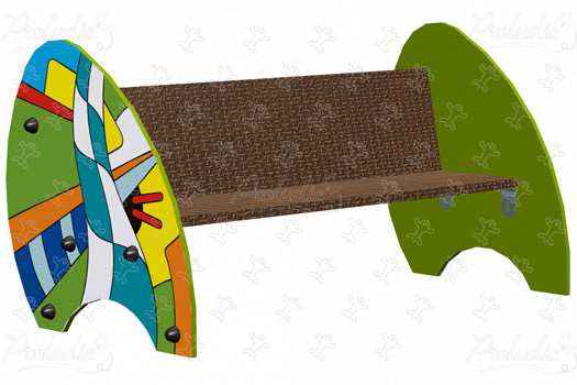 Banc enfant J608-GG aires de jeux grafic games pour des aires de jeux personnalisées finition grafic image 3d