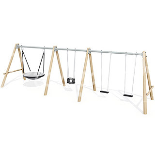 J447-G - Balançoire portique  avec 2 sièges plats, 1 siège bébé