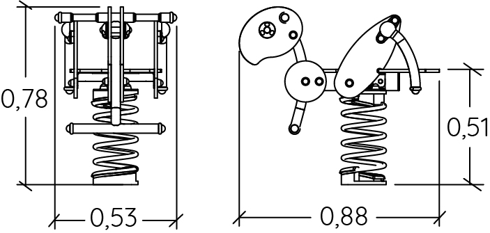 Gémini J833 aires de jeux jeux dynamiques jeux sur ressort image vue de côté