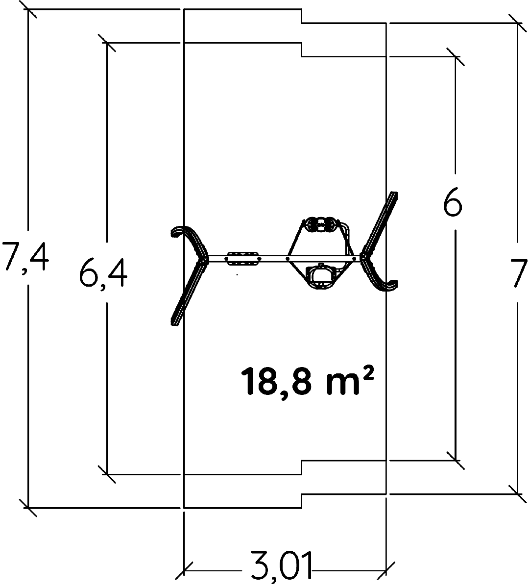 1 siège duo, 1 siège plat J437 aires de jeux jeux classiques balançoires / portiques image vue de dessus
